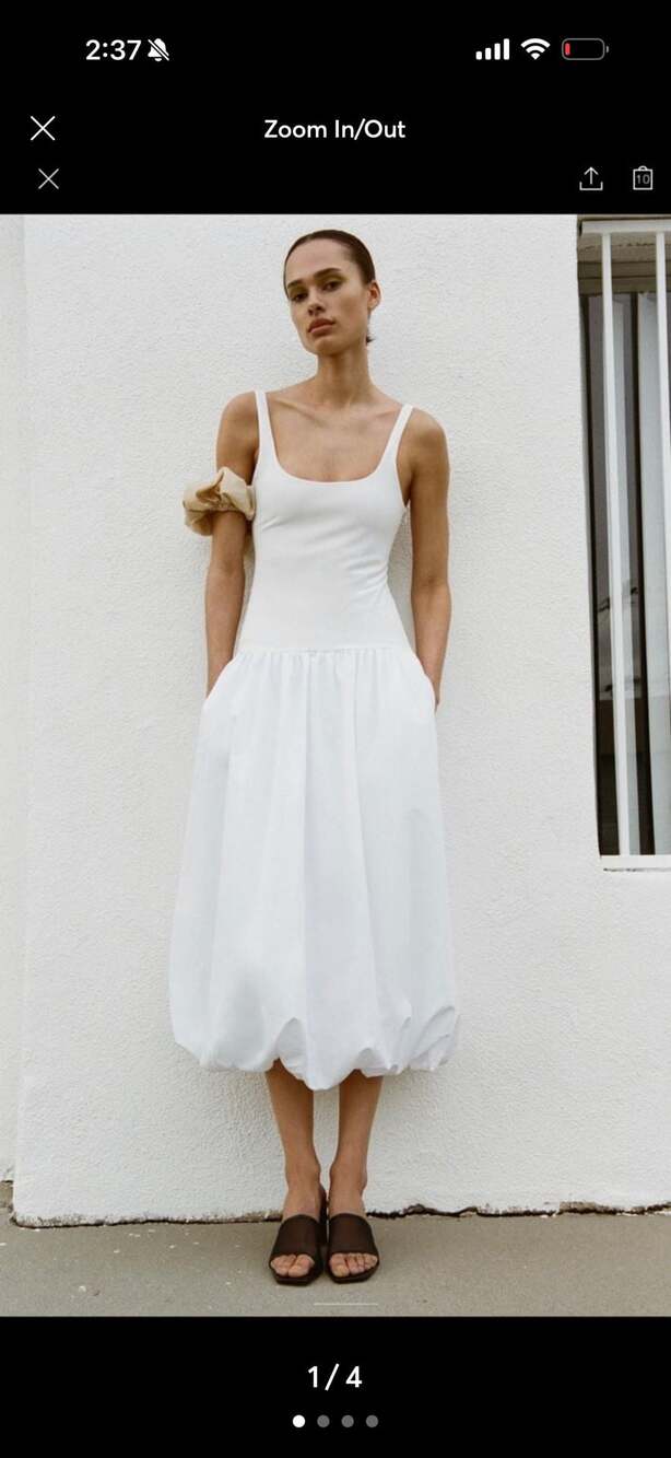 Zara White Bubble Hem Midi Dress